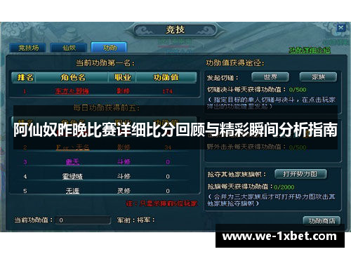 阿仙奴昨晚比赛详细比分回顾与精彩瞬间分析指南 阿仙奴昨晚比赛详细比分回顾与精彩瞬间分析指南